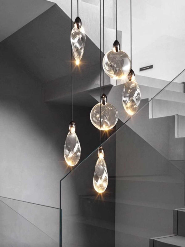Long Crystal Chandelier Modern Hotel Pendant Light for Living Room Staircase