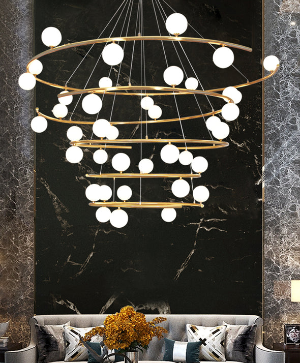 Minimalist Stainless Steel Chandelier for Living Room High Ceiling