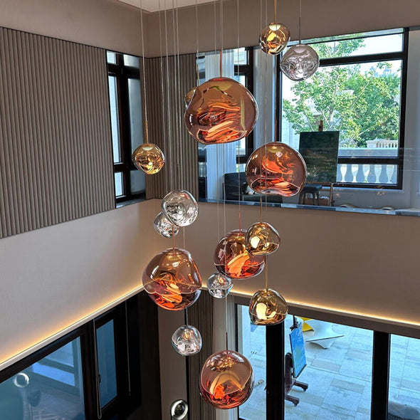 Postmodern Crystal Lava Chandelier Long Pendant Light for Living Room Staircase