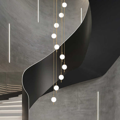 Minimalist Small Ball Chandelier Stainless Steel Light Fixture for Living Room Staircase