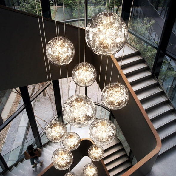 Modern Bubble Ball Chandelier Crystal Staircase Fixture Light for Living Room