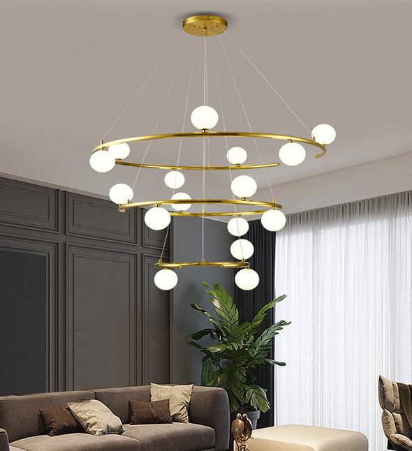 Minimalist Stainless Steel Chandelier for Living Room High Ceiling
