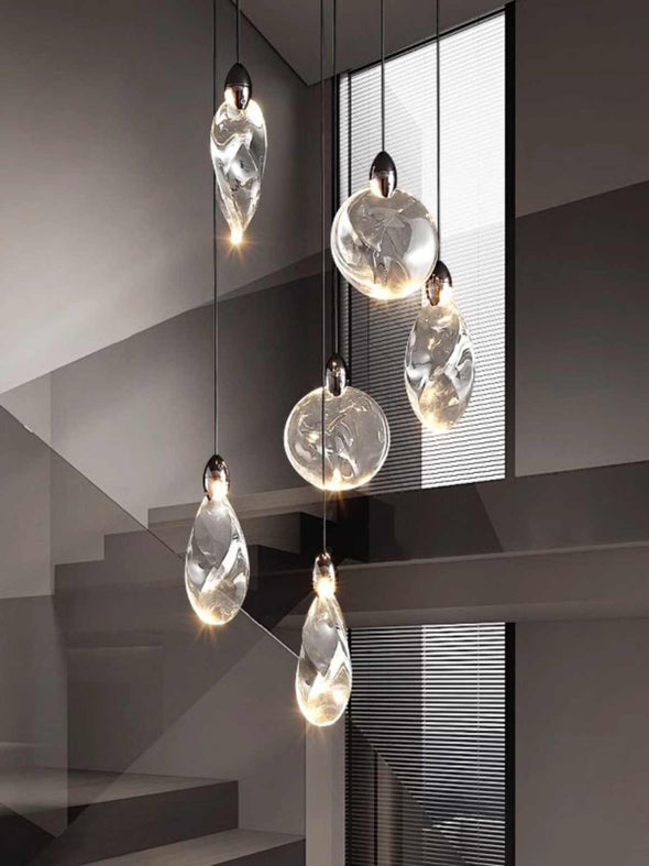 Long Crystal Chandelier Modern Hotel Pendant Light for Living Room Staircase