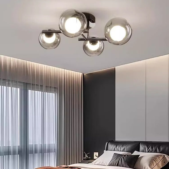 Minimalist Glass Ball Chandelier Black Dining Room Pendant Light for Kitchen Island