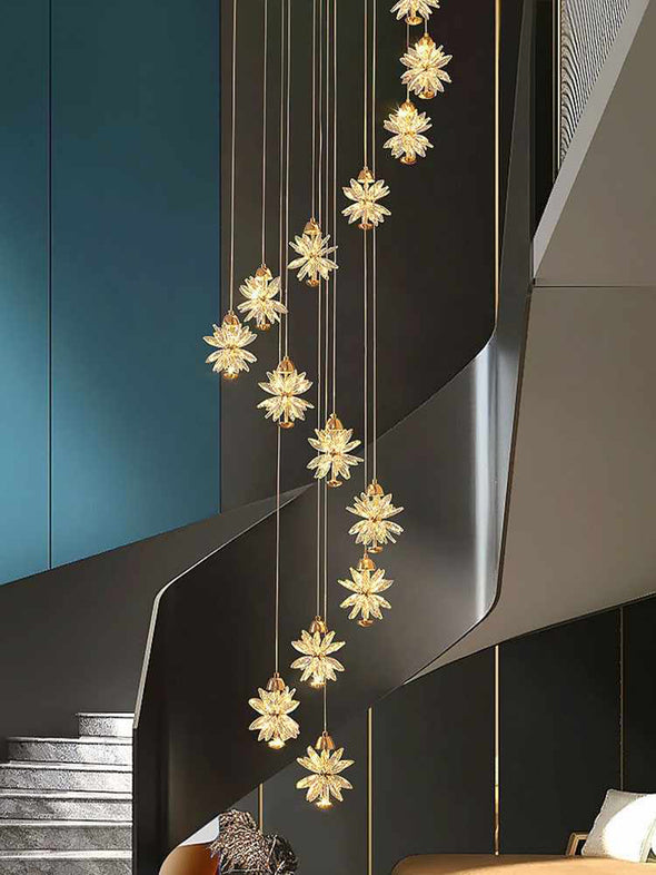 Luxury Snowflake Chandelier High Ceiling Light Fixture for Living Room Staircase