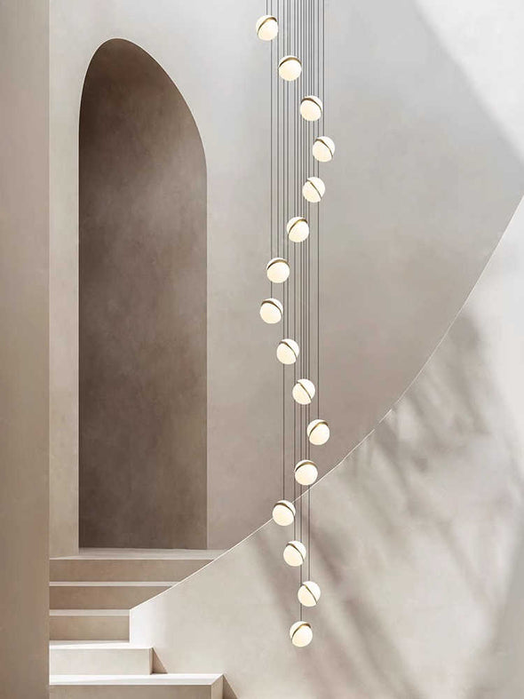 Long Bubble Ball Chandelier White Pendant Light for Living Room Staircase