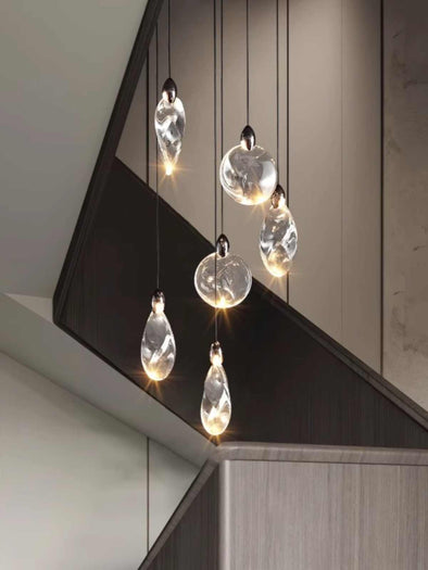 Long Crystal Chandelier Modern Hotel Pendant Light for Living Room Staircase