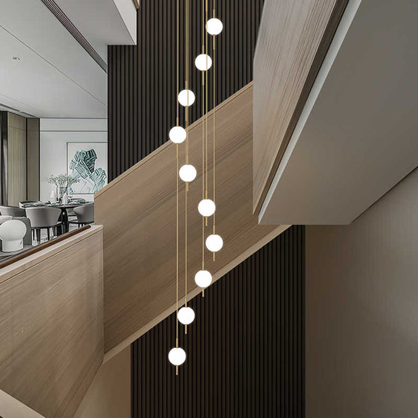 Minimalist Small Ball Chandelier Stainless Steel Light Fixture for Living Room Staircase