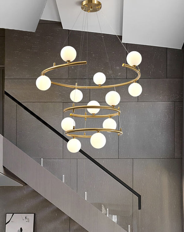 Minimalist Stainless Steel Chandelier for Living Room High Ceiling