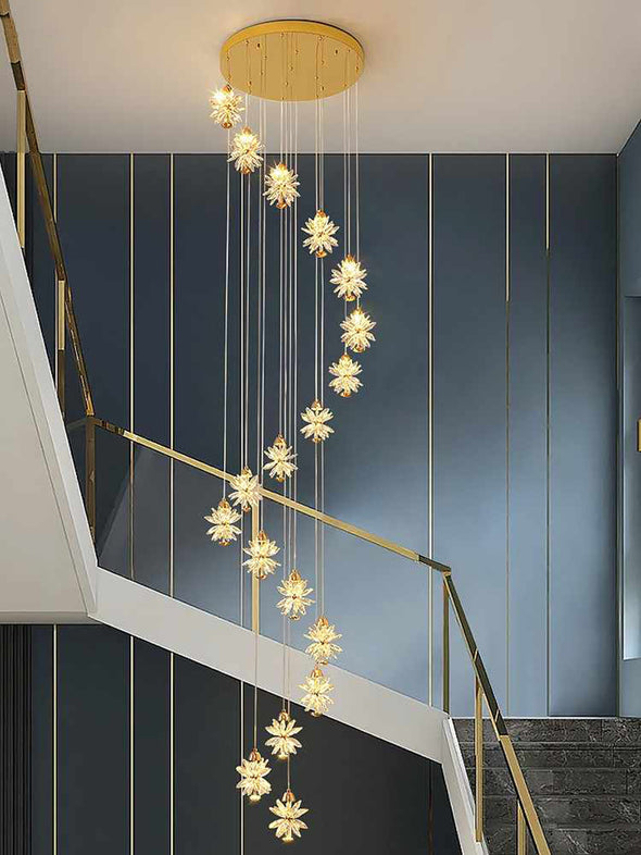 Luxury Snowflake Chandelier High Ceiling Light Fixture for Living Room Staircase