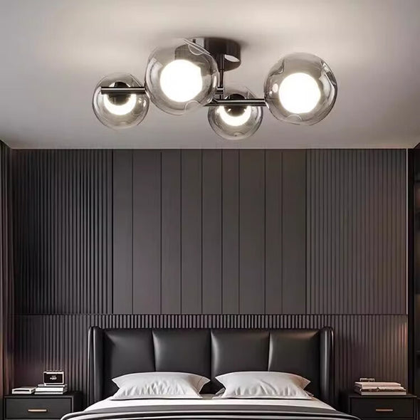 Minimalist Glass Ball Chandelier Black Dining Room Pendant Light for Kitchen Island