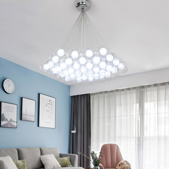 Minimalist Bubble Ball Chandelier Glass Light Fixture for Living Dining Room