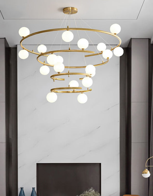 Minimalist Stainless Steel Chandelier for Living Room High Ceiling