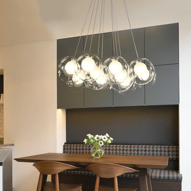 Minimalist Bubble Ball Chandelier Glass Light Fixture for Living Dining Room
