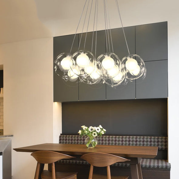Minimalist Bubble Ball Chandelier Glass Light Fixture for Living Dining Room