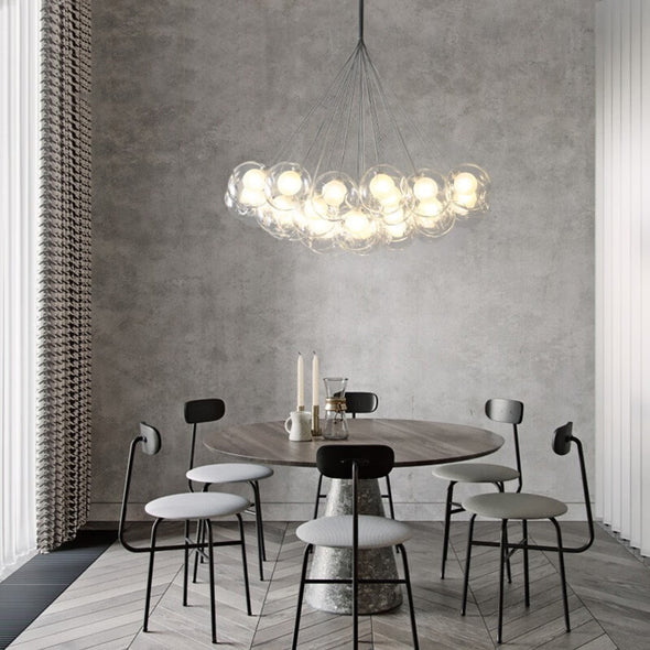Minimalist Bubble Ball Chandelier Glass Light Fixture for Living Dining Room