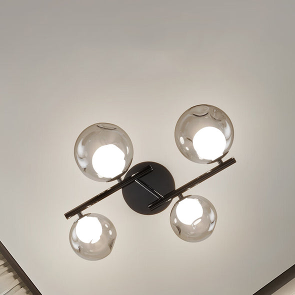 Minimalist Glass Ball Chandelier Black Dining Room Pendant Light for Kitchen Island