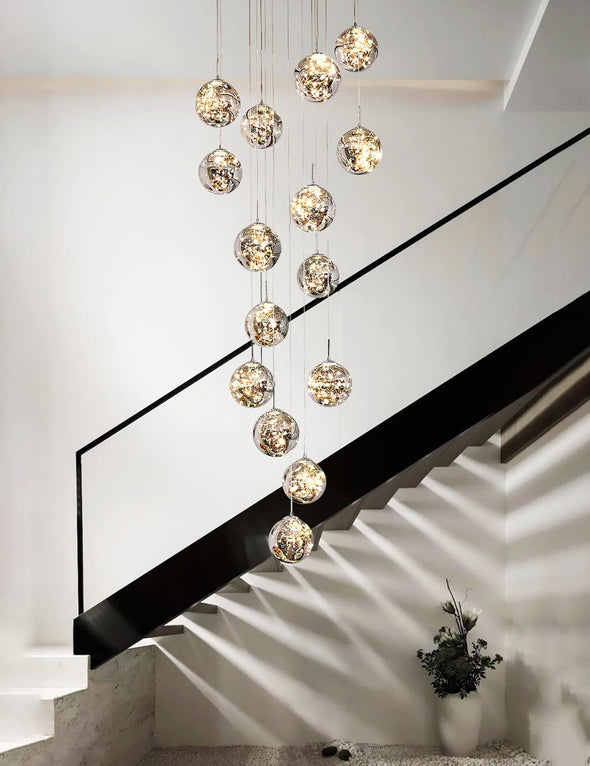 Modern Bubble Ball Chandelier Crystal Staircase Fixture Light for Living Room