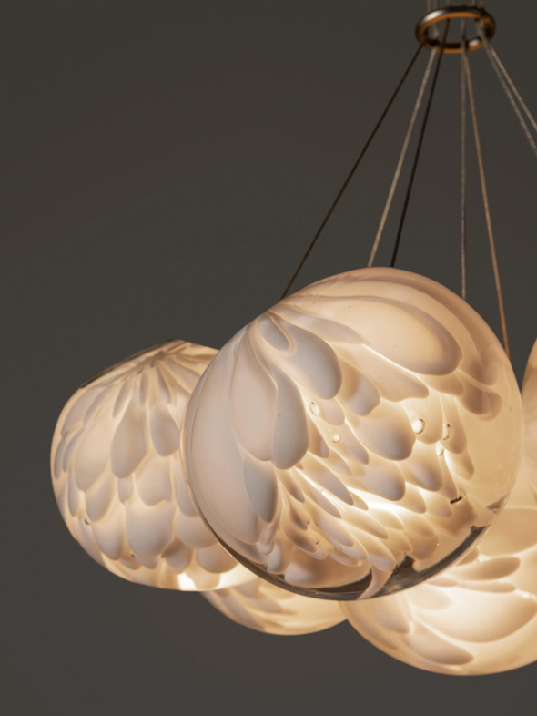 Nordic Glass Ball Chandelier Round Pendant Light for Living Dining Room