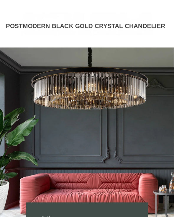Modern Crystal Round Chandelier LED Hanging Pendant Lights for Staircase Home