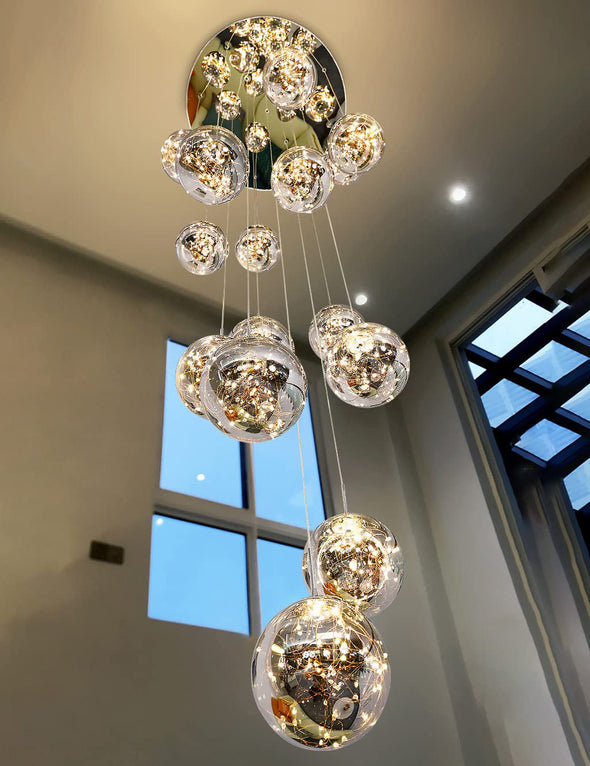 Modern Bubble Ball Chandelier Crystal Staircase Fixture Light for Living Room