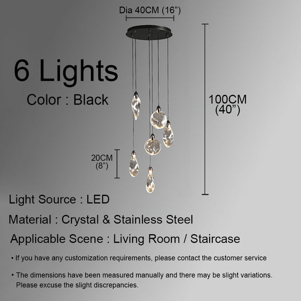 Long Crystal Chandelier Modern Hotel Pendant Light for Living Room Staircase