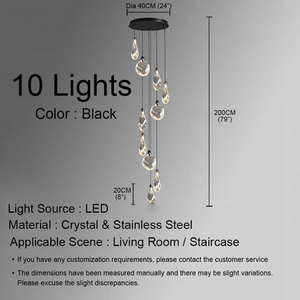 Long Crystal Chandelier Modern Hotel Pendant Light for Living Room Staircase