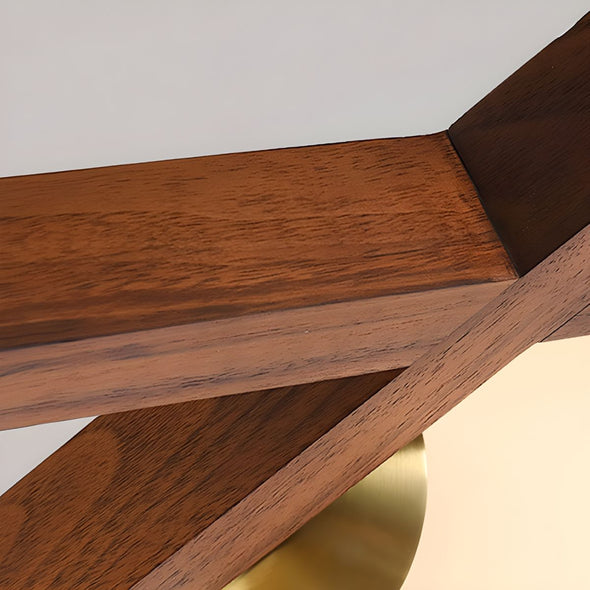 Mid Century Triangular Wooden Chandelier Bedroom Light Fixture for Living Dining Room