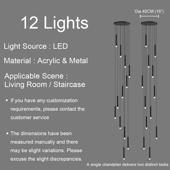 Modern Waterfall Chandelier for Living Room Staircase High Ceiling