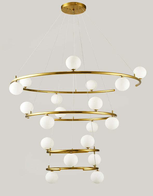 Minimalist Stainless Steel Chandelier for Living Room High Ceiling