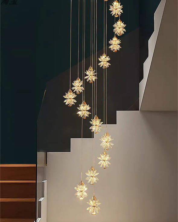 Luxury Snowflake Chandelier High Ceiling Light Fixture for Living Room Staircase