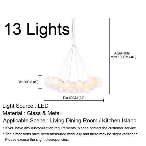Minimalist Bubble Ball Chandelier Glass Light Fixture for Living Dining Room
