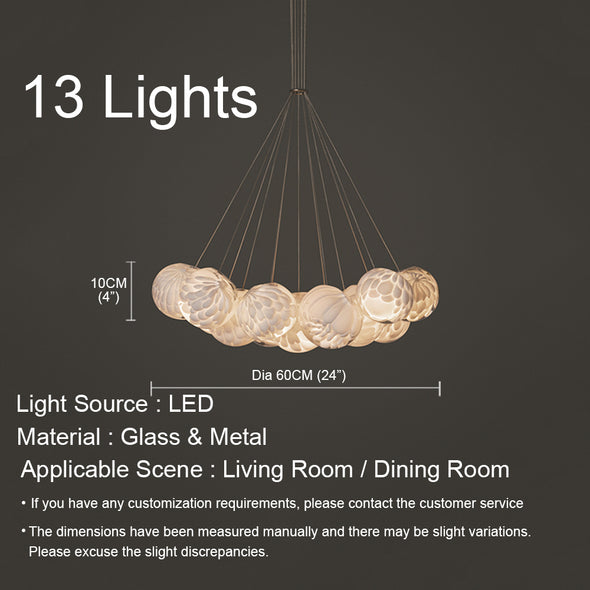 Nordic Glass Ball Chandelier Round Pendant Light for Living Dining Room