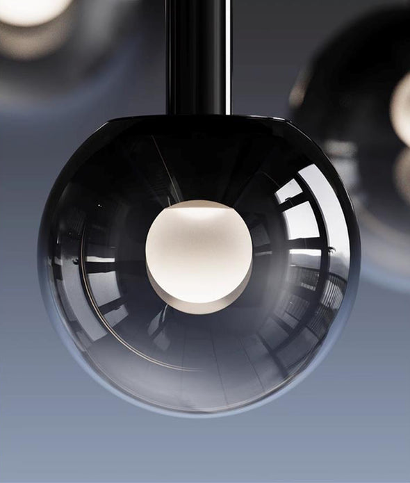 Modern Black Chandelier Minimalist Glass Ball Pendant Light for Living Room Staircase