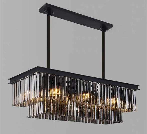 Crystal Square Chandelier Modern Hanging Pendant Lights for Staircase