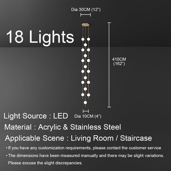 Minimalist Small Ball Chandelier Stainless Steel Light Fixture for Living Room Staircase