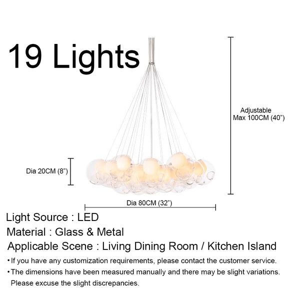 Minimalist Bubble Ball Chandelier Glass Light Fixture for Living Dining Room