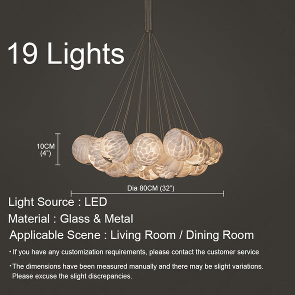 Nordic Glass Ball Chandelier Round Pendant Light for Living Dining Room