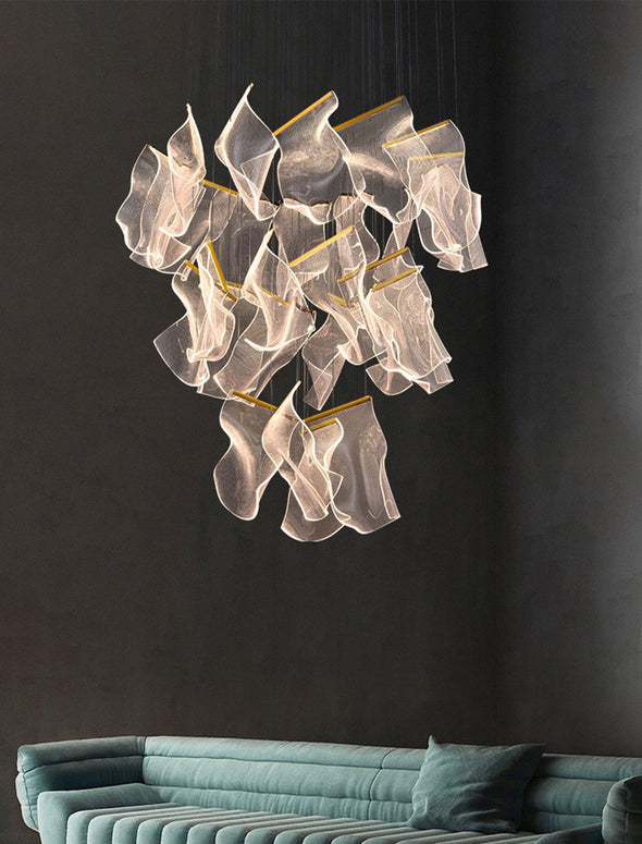 Modern Page Chandelier Large Acrylic Light Fixture for Staircase Living Room
