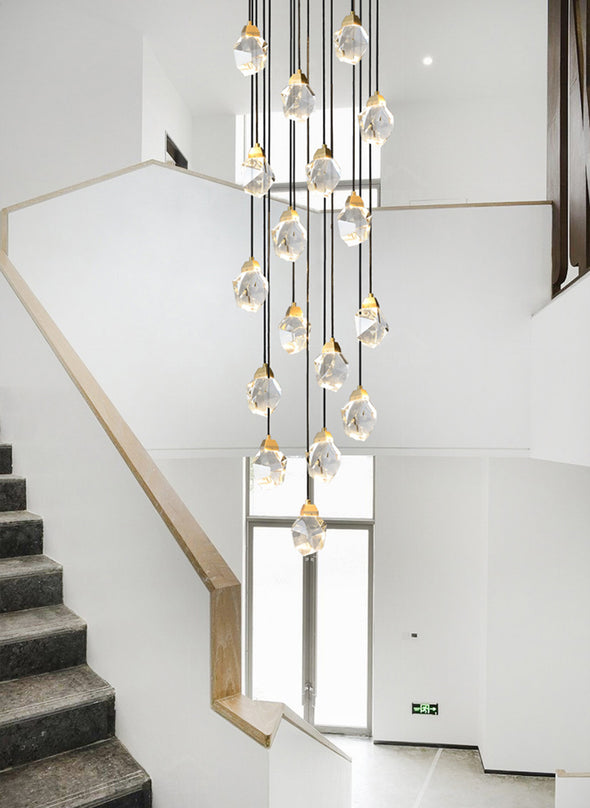 Modern Multi Crystal Chandelier Luxury Living Room Light Fixture for Staircase Foyer