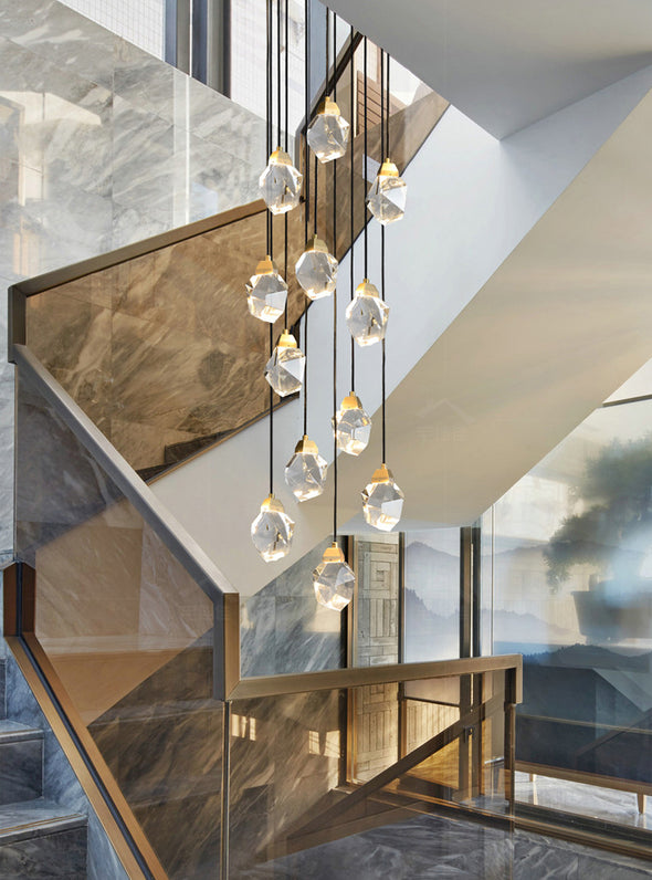 Modern Multi Crystal Chandelier Luxury Living Room Light Fixture for Staircase Foyer