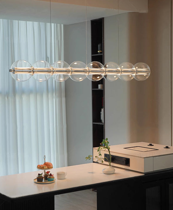 Postmodern Long Glass Chandelier for Living Dining Room Light Fixture