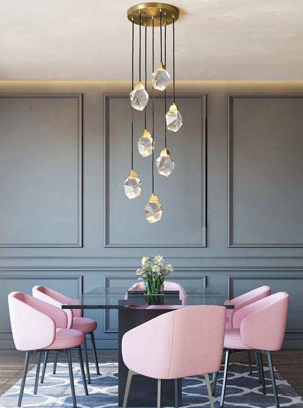 Modern Multi Crystal Chandelier Luxury Living Room Light Fixture for Staircase Foyer