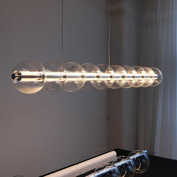 Postmodern Long Glass Chandelier for Living Dining Room Light Fixture