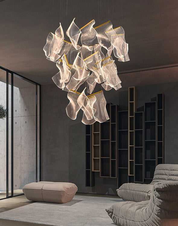 Modern Page Chandelier Large Acrylic Light Fixture for Staircase Living Room