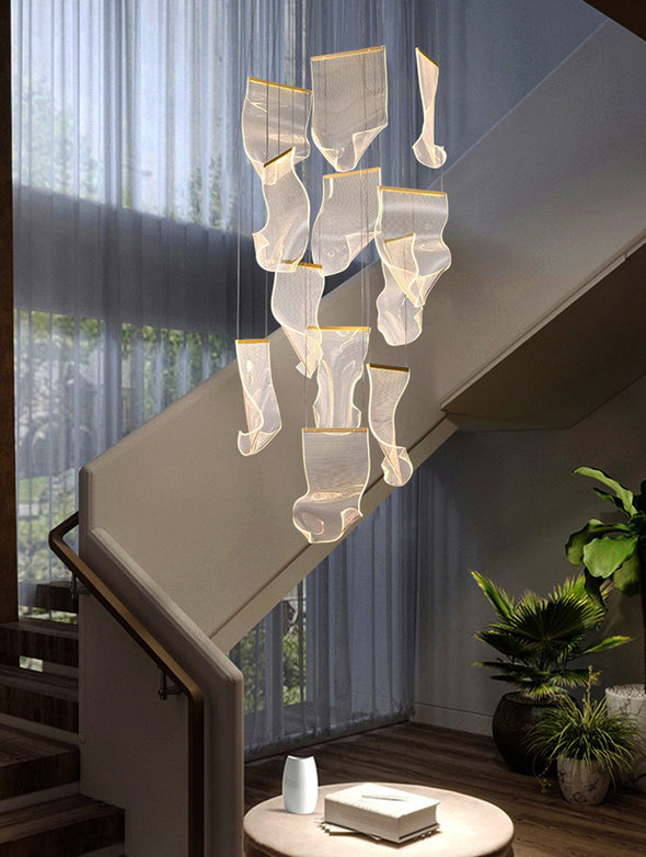 Modern Page Chandelier Large Acrylic Light Fixture for Staircase Living Room