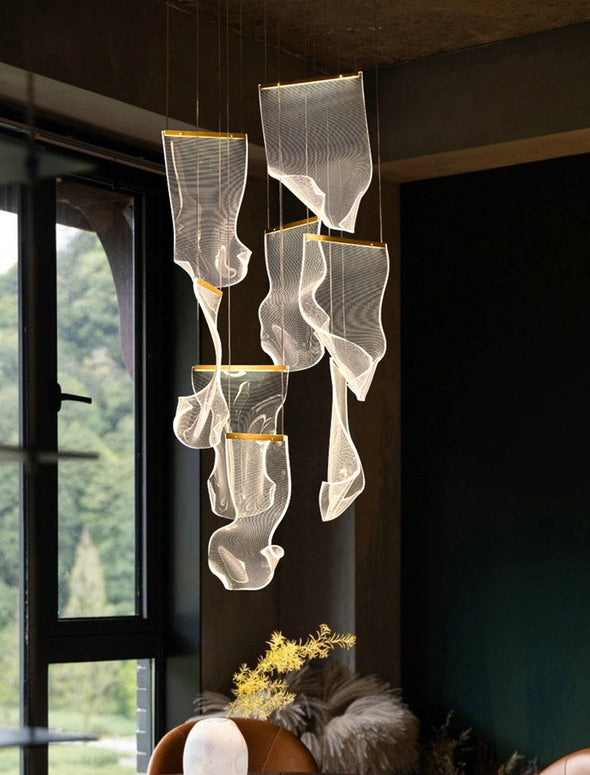 Modern Page Chandelier Large Acrylic Light Fixture for Staircase Living Room