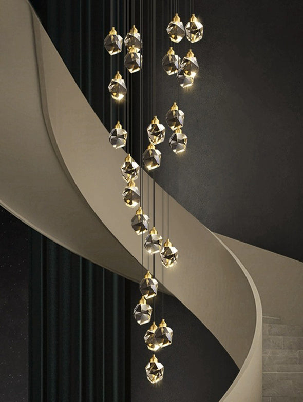 Modern Multi Crystal Chandelier Luxury Living Room Light Fixture for Staircase Foyer