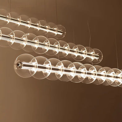 Postmodern Long Glass Chandelier for Living Dining Room Light Fixture
