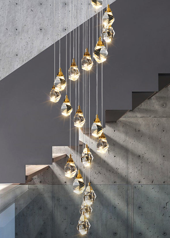 Modern Multi Crystal Chandelier Luxury Living Room Light Fixture for Staircase Foyer